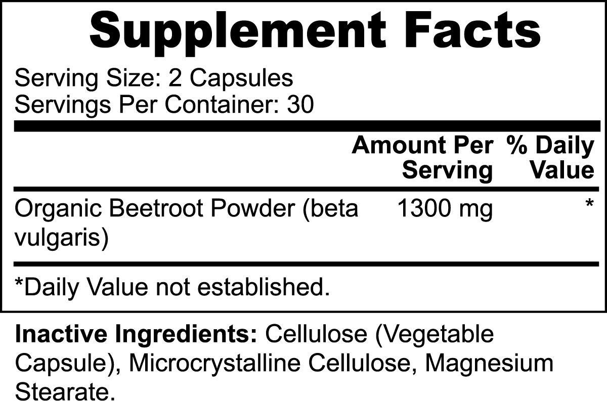Dawg Pound Beetroot Supplement Capsules - Supplement Facts