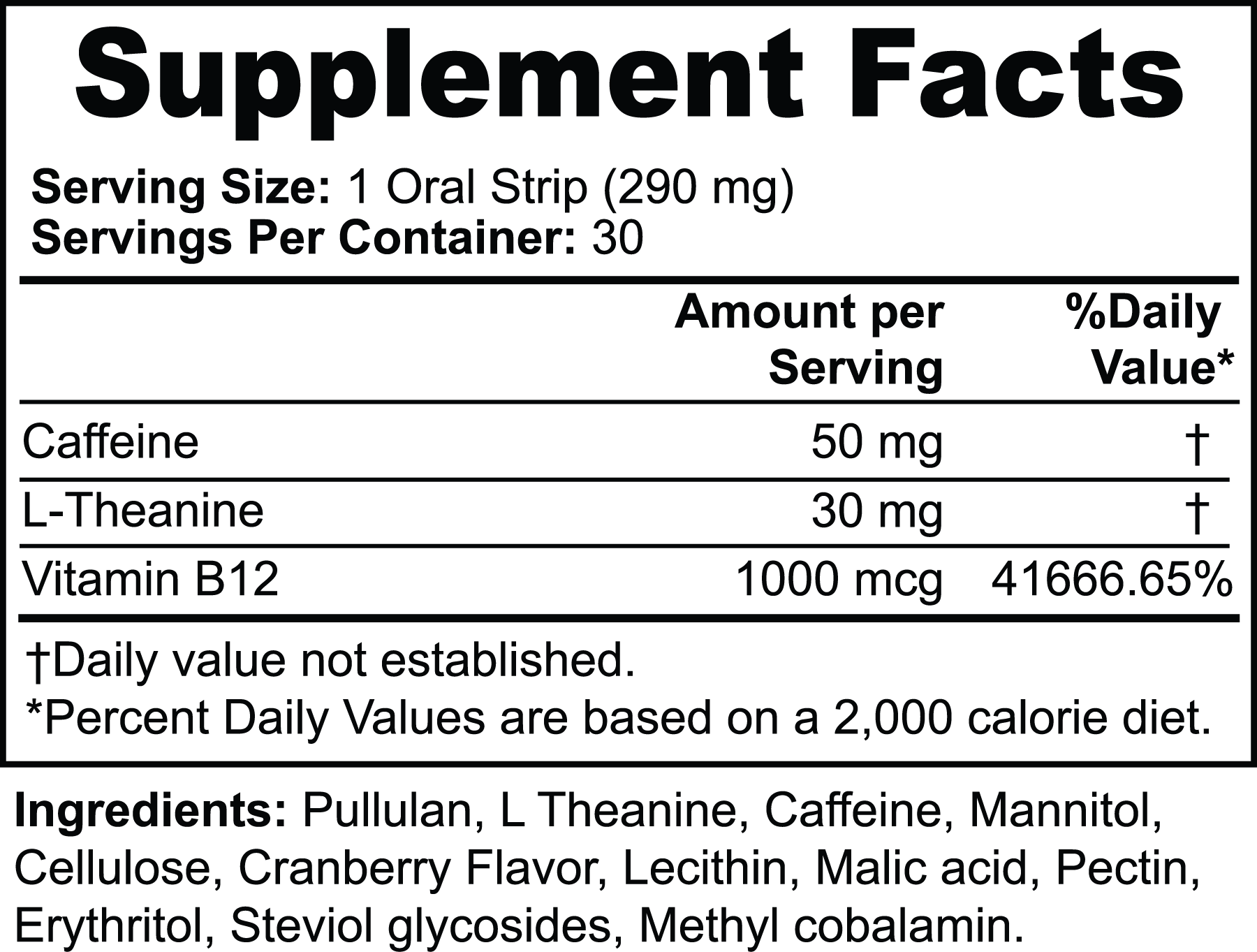 Dawg Pound Energy Strips - Supplement Facts 