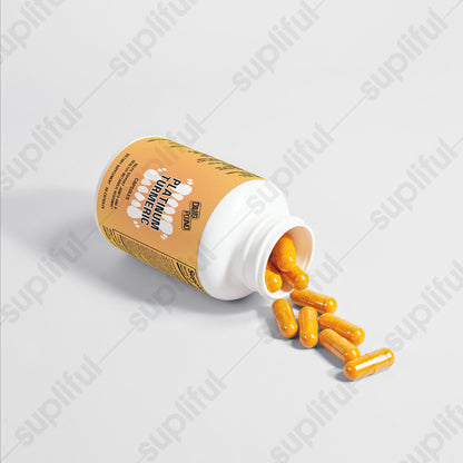 Dawg Pound Platinum Turmeric Supplement Capsules - Opened Bottle with Capsules Flowing Out