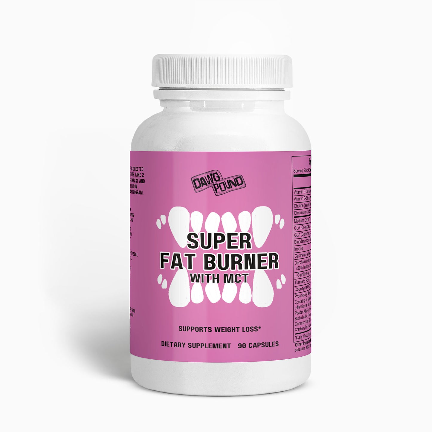 Dawg Pound Super Fat Burner with MCT Supplement Capsules - Front View 