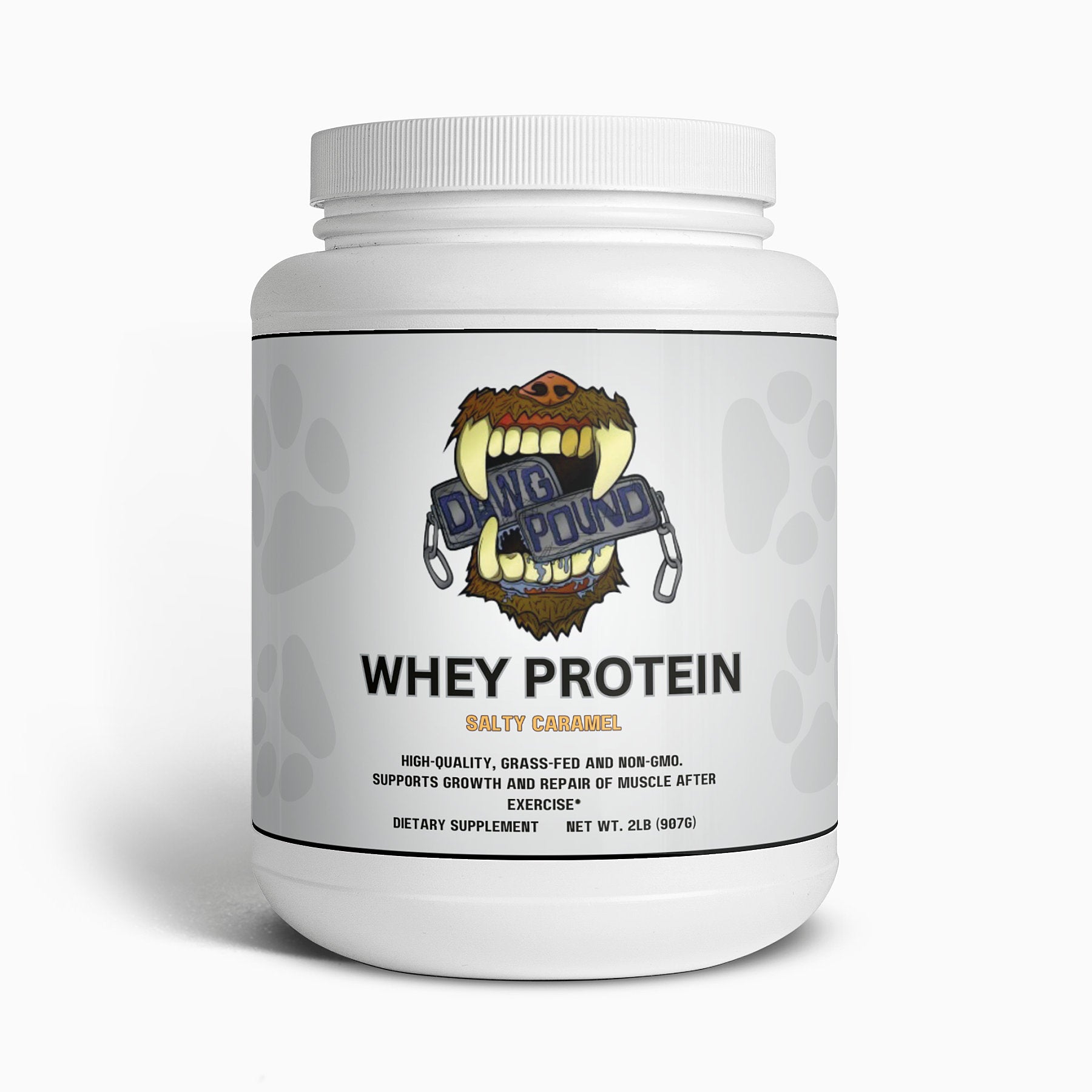 Dawg Pound Grass-Fed Whey Protein - Salty Caramel - Front View 