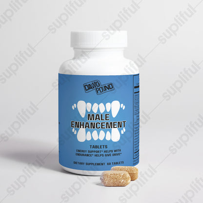 Dawg Pound Male Enhancement Supplement Tablets - Front View with Tablets in Front