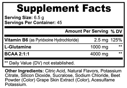 Dawg Pound BCAA Post Workout Powder (Honeydew/Watermelon) - Supplement Facts 