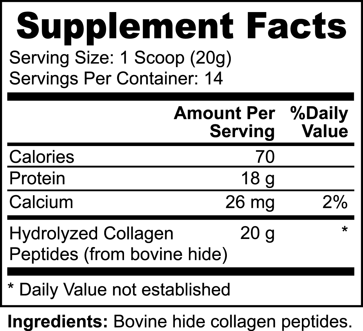 Dawg Pound Grass-Fed Hydrolyzed Collagen Peptides - Supplement Facts 