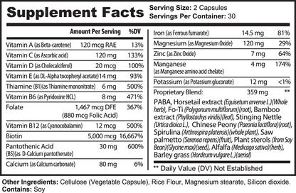 Dawg Pound Hair, Skin & Nails Essentials Supplement Capsules - Supplement Facts 